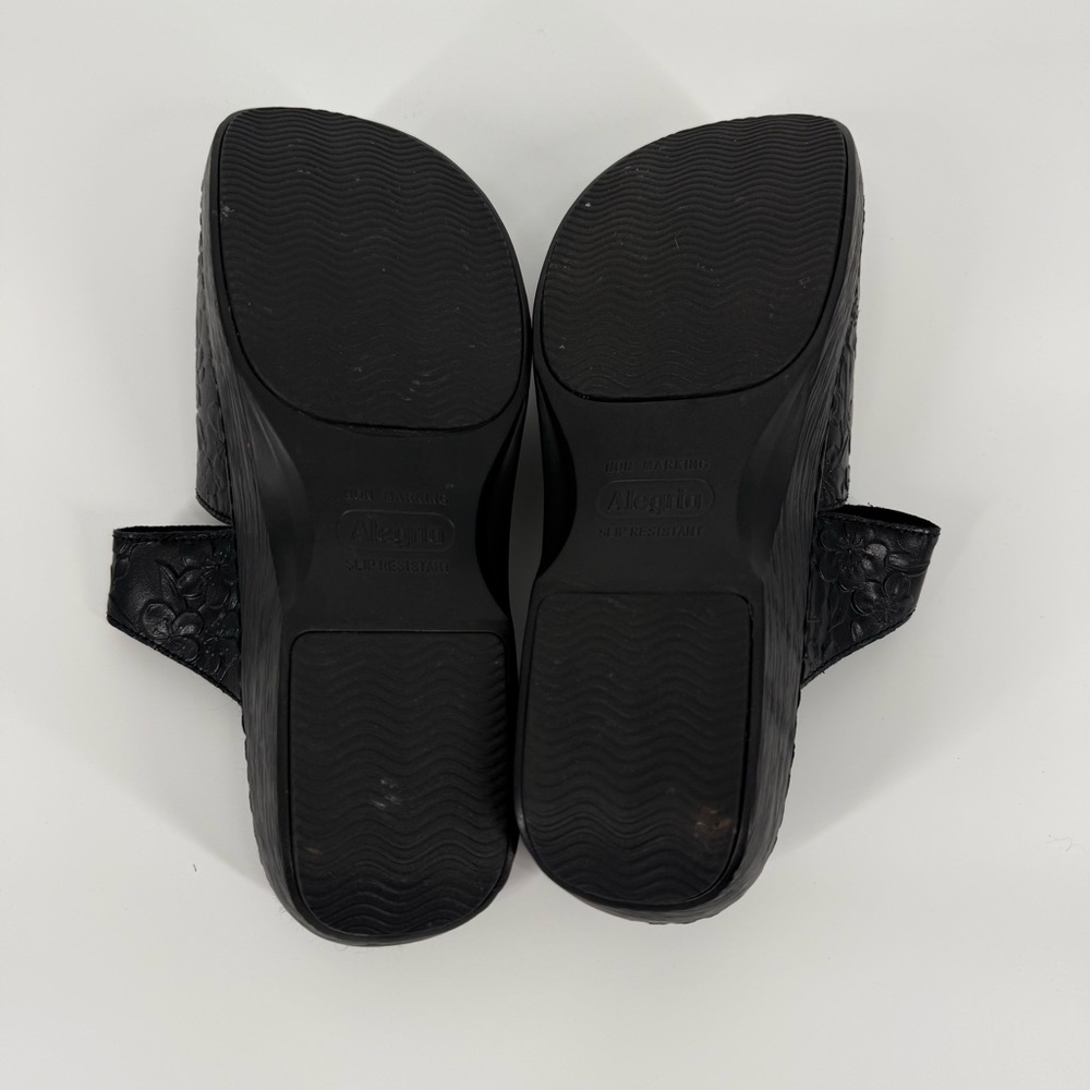 Alegria Leather Sandals Floral Embossed Adjustable Straps 40 Steampunk Goth - Picture 11 of 12